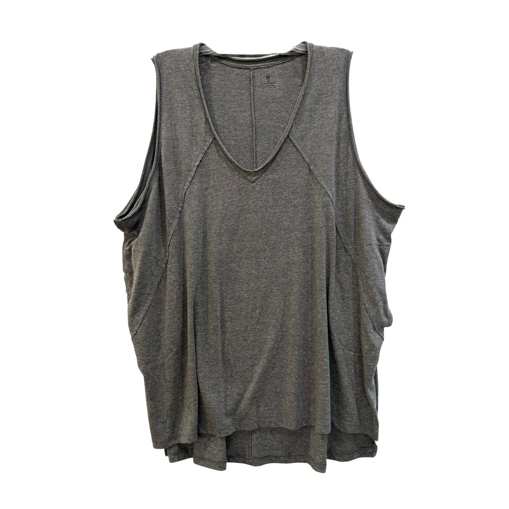 Free People Movement Womens Grey V-Neck Oversized Tank Top Small Pockets